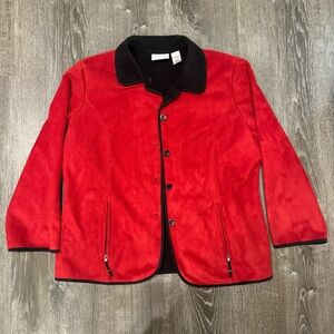 Red and Black Button-Up Jacket
